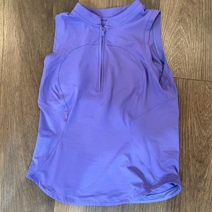 Lululemon Purple Front-Zip Mock-Neck Tennis Tank Top